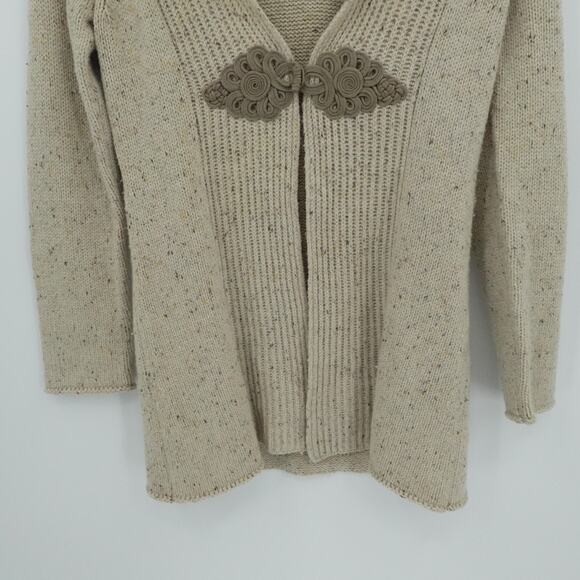 Soft Surroundings Sweater Cardigan Womens Medium Oatmeal Shawl Neck Long Toggle - Picture 10 of 12